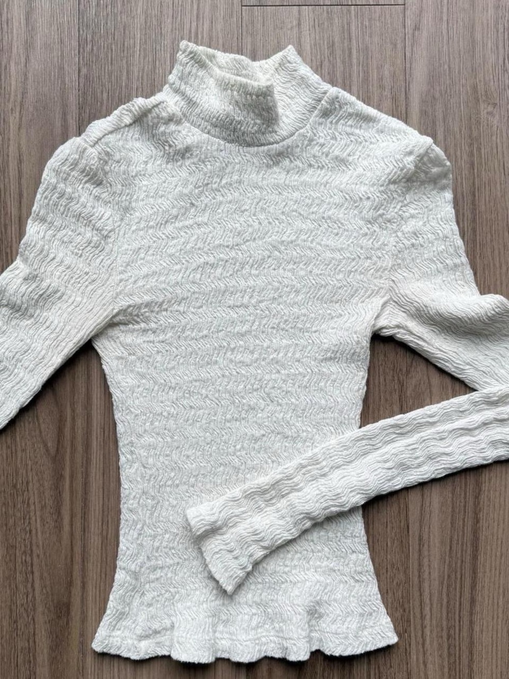 AllSaints White Textured Turtleneck